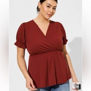 Torrid Ribbed Surplice Peplum Top
